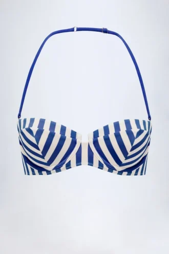 Haut de bikini balconnet à armatures et dos nu Ascona à rayures bleu marine