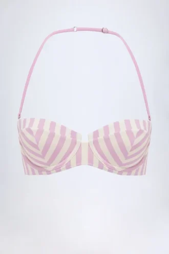 Haut de bikini balconnet à armatures et dos nu Ascona, rayures mauves