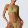 Bas de bikini cheeky à larges bretelles ornées Sunray, couleur vert poire