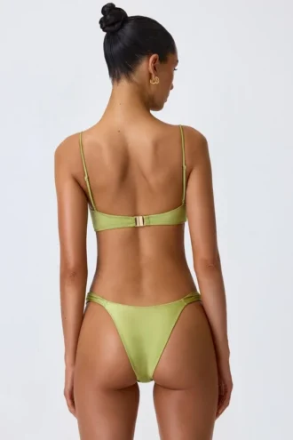 Bas de bikini cheeky à larges bretelles ornées Sunray, couleur vert poire