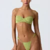 Bas de bikini cheeky à larges bretelles ornées Sunray, couleur vert poire