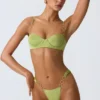 Bas de bikini cheeky à larges bretelles ornées Sunray, couleur vert poire
