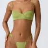 Bas de bikini cheeky à larges bretelles ornées Sunray, couleur vert poire