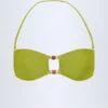 Haut de bikini bandeau Manava orné de perles, vert olive Haut de bikini bandeau Manava orné de perles, vert olive