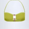 Haut de bikini bandeau Manava orné de perles, vert olive Haut de bikini bandeau Manava orné de perles, vert olive