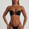 Haut de bikini bandeau Praslin orné de perles, noir Haut de bikini bandeau Praslin orné de perles, noir