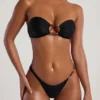 Haut de bikini bandeau Praslin orné de perles, noir Haut de bikini bandeau Praslin orné de perles, noir