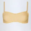 Haut de bikini bandeau à volants Portbou en vichy jaune Haut de bikini bandeau à volants Portbou en vichy jaune