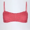 Haut de bikini bandeau à volants Portbou en vichy rouge Haut de bikini bandeau à volants Portbou en vichy rouge