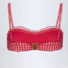 Haut de bikini bandeau à volants Portbou en vichy rouge Haut de bikini bandeau à volants Portbou en vichy rouge