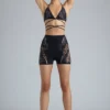 Haut de bikini à bretelles croisées ornées Liberty, noir