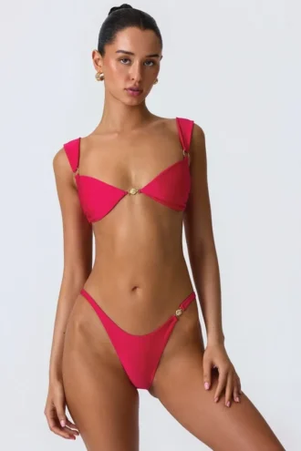 Haut de bikini Coquina orné de paillettes, rose framboise