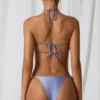 Haut de bikini croisé à dos nu avec détails en perles « Cortez » en violet lavande Haut de bikini croisé à dos nu avec détails en perles « Cortez » en violet lavande