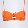 Haut de bikini dos nu à détails métalliques Baracoa, imprimé orange orchidée Haut de bikini dos nu à détails métalliques Baracoa, imprimé orange orchidée