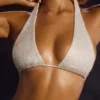 Haut de bikini à dos nu orné, blanc Haut de bikini à dos nu orné, blanc