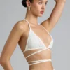 Haut de bikini Liberty à bretelles croisées ornées, couleur ivoire