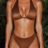 Haut de bikini micro plongeant Mele en marron Haut de bikini micro plongeant Mele en marron