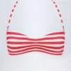 Haut de bikini multi-positions Cascais à rayures rouge cerise
