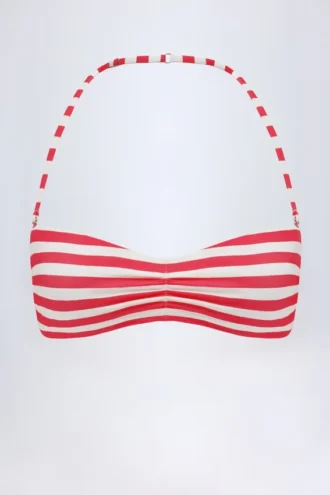 Haut de bikini multi-positions Cascais à rayures rouge cerise Haut de bikini multi-positions Cascais à rayures rouge cerise