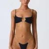 Haut de bikini noir Sanibel à découpes et chaînes Haut de bikini noir Sanibel à découpes et chaînes