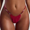Haut de bikini triangle Cabo orné de perles, rose framboise Haut de bikini triangle Cabo orné de perles, rose framboise