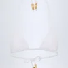 Haut de bikini triangle Comoros avec détails charmants, blanc Haut de bikini triangle Comoros avec détails charmants, blanc