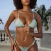 Bas de bikini cheeky à nouer sur les côtés Crinkle Swim, couleur sauge Bas de bikini cheeky à nouer sur les côtés Crinkle Swim, couleur sauge