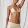 Haut de bikini triangle Keshi avec détails en perles, blanc perle Haut de bikini triangle Keshi avec détails en perles, blanc perle