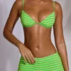 Haut de maillot de bain à armatures et imprimé rayé vert