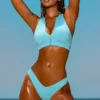 Haut de maillot de bain zippé Sporty Swim en turquoise Haut de maillot de bain zippé Sporty Swim en turquoise