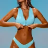 Haut de maillot de bain zippé Sporty Swim en turquoise Haut de maillot de bain zippé Sporty Swim en turquoise
