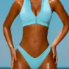 Haut de maillot de bain zippé Sporty Swim en turquoise Haut de maillot de bain zippé Sporty Swim en turquoise