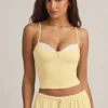 Haut de pyjama caraco Isalie en modal jaune pastel Haut de pyjama caraco Isalie en modal jaune pastel