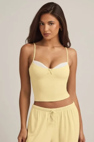 Haut de pyjama caraco Isalie en modal jaune pastel