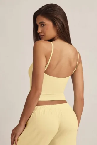 Haut de pyjama caraco Isalie en modal jaune pastel