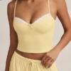 Haut de pyjama caraco Isalie en modal jaune pastel Haut de pyjama caraco Isalie en modal jaune pastel