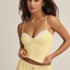 Haut de pyjama caraco Isalie en modal jaune pastel Haut de pyjama caraco Isalie en modal jaune pastel