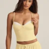 Haut de pyjama caraco Isalie en modal jaune pastel Haut de pyjama caraco Isalie en modal jaune pastel