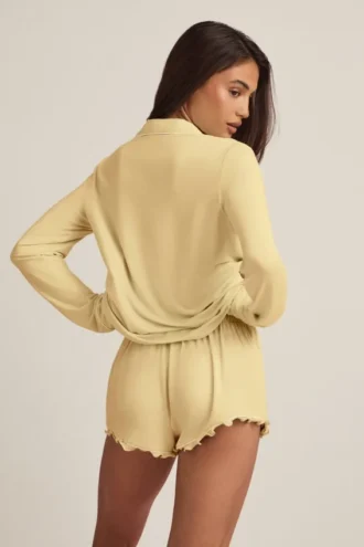 Haut de pyjama à manches longues Mirae en modal, jaune pastel