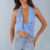 Haut dos nu à décolleté plongeant Maraya, imprimé à pois bleus Haut dos nu à décolleté plongeant Maraya, imprimé à pois bleus