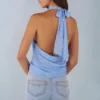 Haut dos nu à décolleté plongeant Maraya, imprimé à pois bleus Haut dos nu à décolleté plongeant Maraya, imprimé à pois bleus
