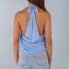 Haut dos nu à décolleté plongeant Maraya, imprimé à pois bleus Haut dos nu à décolleté plongeant Maraya, imprimé à pois bleus