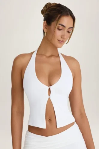 Haut dos nu à encolure halter Covia en blanc