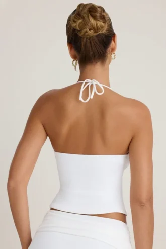 Haut dos nu à encolure halter Covia en blanc