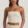 Haut en dentelle froncée sans bretelles Tamia, couleur ivoire Haut en dentelle froncée sans bretelles Tamia, couleur ivoire