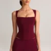 Haut à encolure carrée en modal Vivee, couleur vin Haut à encolure carrée en modal Vivee, couleur vin