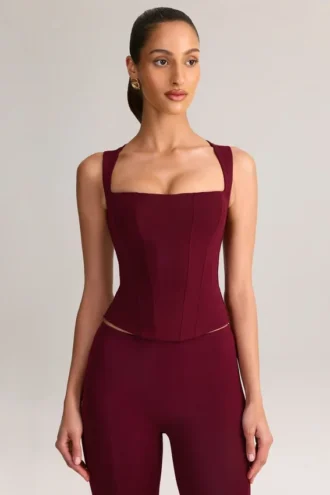 Haut à encolure carrée en modal Vivee, couleur vin