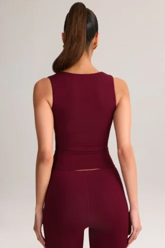 Haut à encolure carrée en modal Vivee, couleur vin