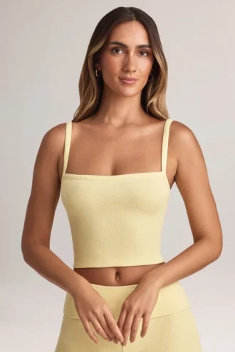 Haut à encolure carrée Lai en modal, couleur sorbet citron