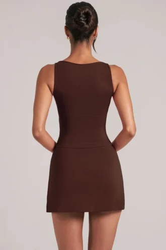 Haut à encolure carrée Veya  en marron chocolat